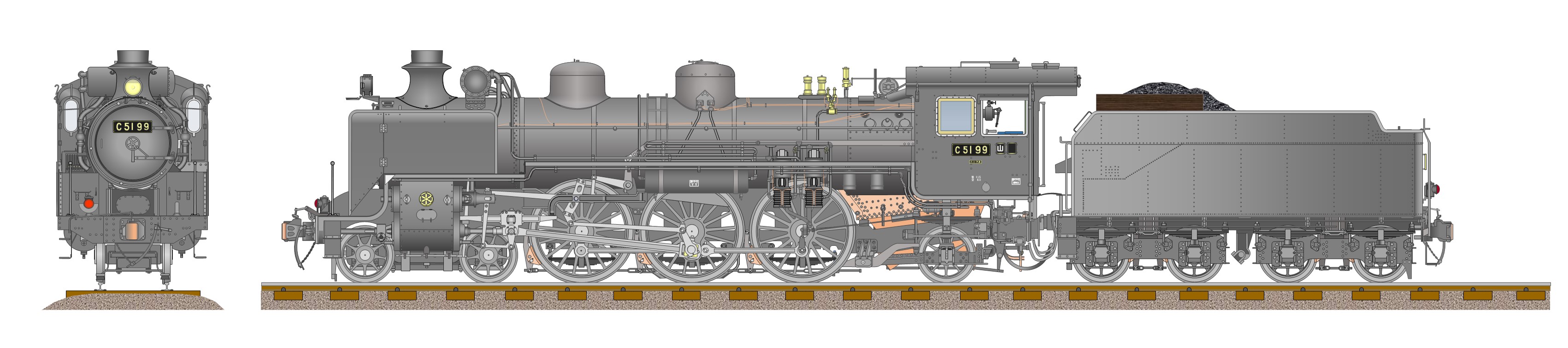 匿名　蒸気機関車　ナンバープレート　C51 100